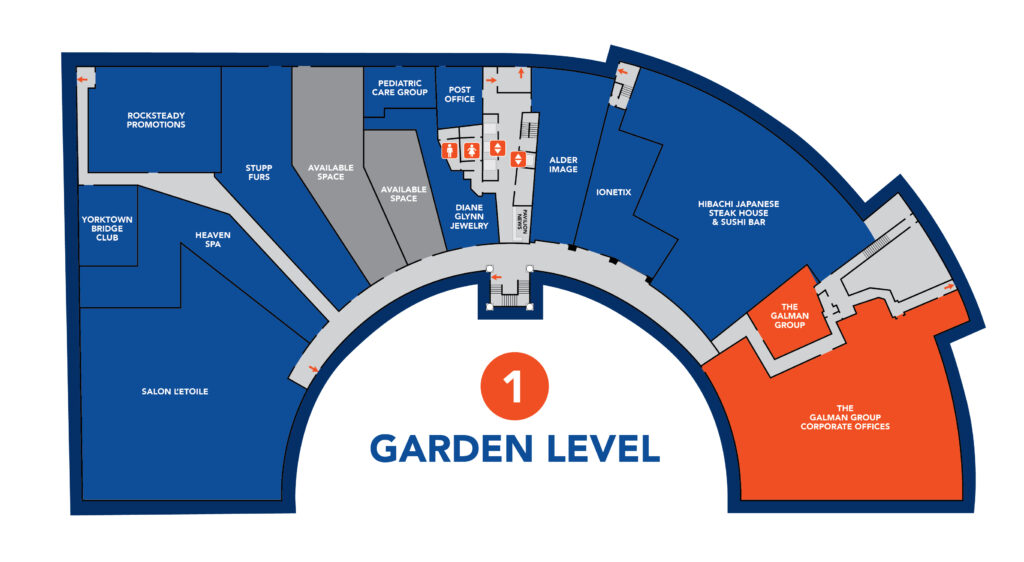 Garden Level sitemap of Galman Pavilion Town Center (PDF linked earlier in the page)